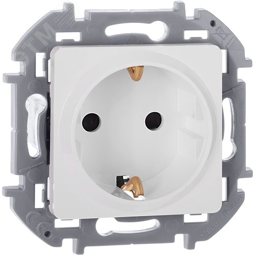 Розетка 1-местная с заземлением с защитными шторками 16А белый INSPIRIA - фото 1