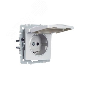 BRITE Розетка с заземлением с защитными шторками и крышкой 16А IP20 РСбш10-3-БрА алюминий - фото 2