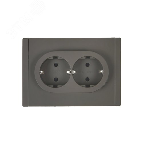 FORTE&PIANO Розетка 2-местная с заземлением с защитными шторками безвинтовое крепление 16А FP323 серый IEK - фото 2