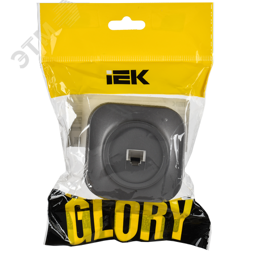 GLORY Розетка для открытой установки телефонная RJ11 РТ20-ХСм сталь матовый IEK - фото 2