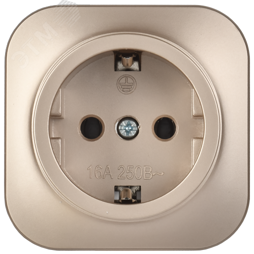 GLORY Розетка 1-местная для открытой установки с заземлением без защитных шторок 16А РС20-3-ХШм шампань матовый IEK - фото 2