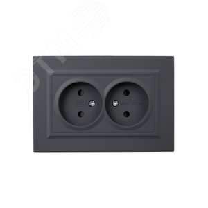 BRITE Розетка 2-местная без заземления с защитными шторками 10А в сборе РСш12-2-БрГ графит IEK - фото 2
