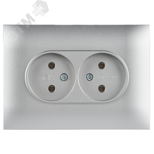 SKANDY Розетка 2-местная без заземления без защитных шторок 10А в сборе SK-R10S серебряный IEK - фото 5