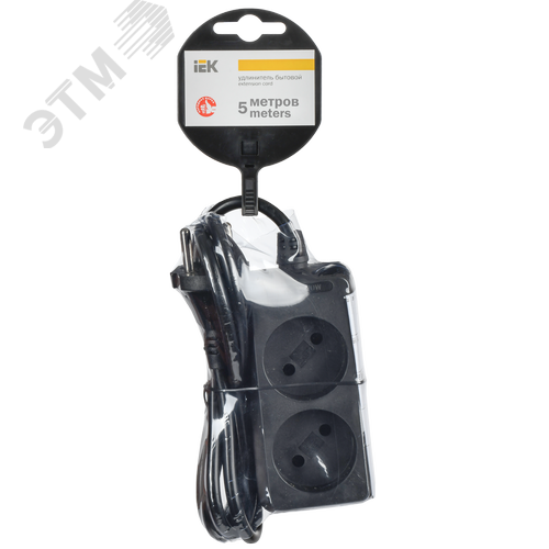 Удлинитель У2 2 места без заземления 5м 2х0,75мм2 10А 250В черный - фото 2