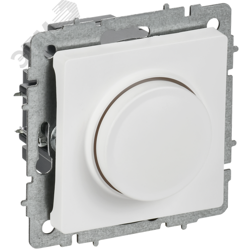 BRITE Светорегулятор поворотно-нажимной с подсветкой 600Вт СС10-1-1-БрАБ арктический белый IEK - фото 1