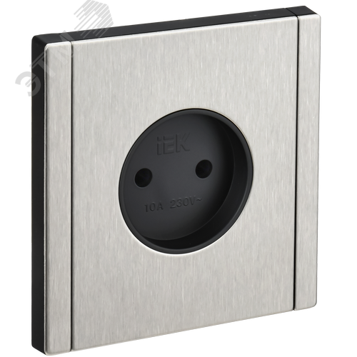 Изображение товара FORTE&PIANO Розетка 1-местная без заземления без защитных шторок винтовое крепление 10А FP718M металл никель IEK (шт)