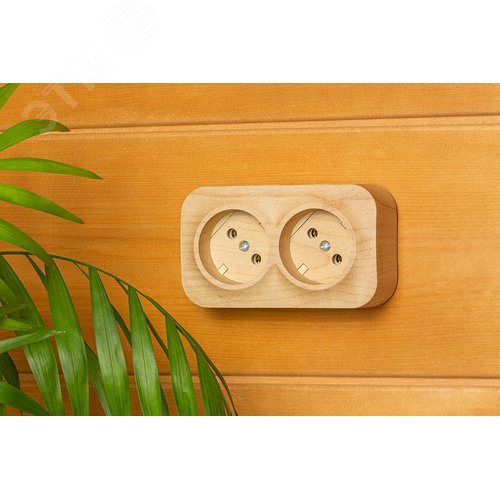 Розетка 2-местная для открытой установки без заземления без защитных шторок с предварительным подключением 16А дерево QUTEO - фото 3