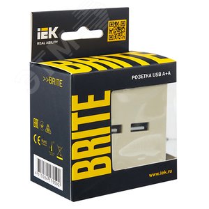 BRITE Розетка USB A+A 5В 3,1А РЮ10-1-БрКр бежевый - фото 7