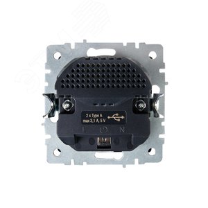 BRITE Розетка с заземлением с защитными шторками 16А с USB A+A 3,1А РЮш10-2-БрЧ черный - фото 4