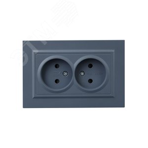 BRITE Розетка 2-местная без заземления с защитными шторками 10А в сборе РСш12-2-БрМ маренго IEK - фото 2