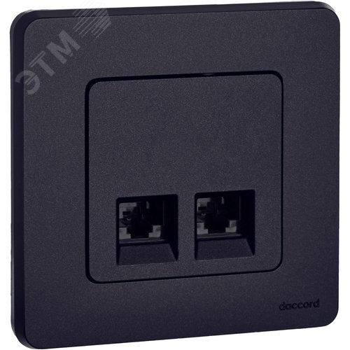 Розетка компьютерная двойная RJ45 категория 5Е UTP антрацит INSPIRIA - фото 5