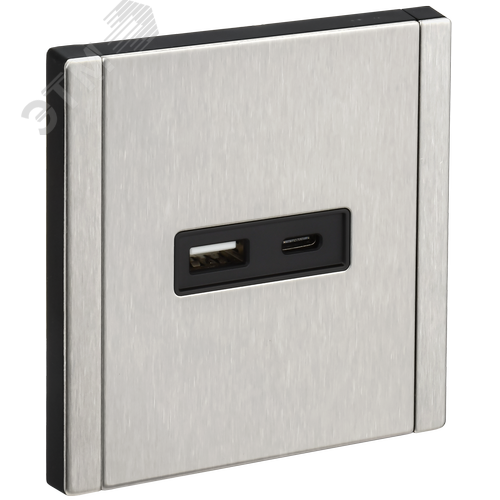 Изображение товара FORTE&PIANO Розетка USB A+C 18Вт FP751M металл никель IEK (шт)