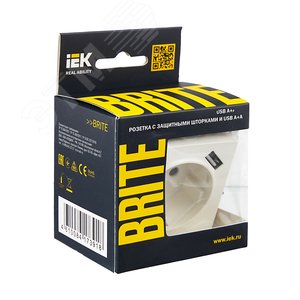 BRITE Розетка 1 пост с заземлением с защитными шторками 16А с USB A+A 5В 3,1А РЮш10-2-БрБ белый - фото 7