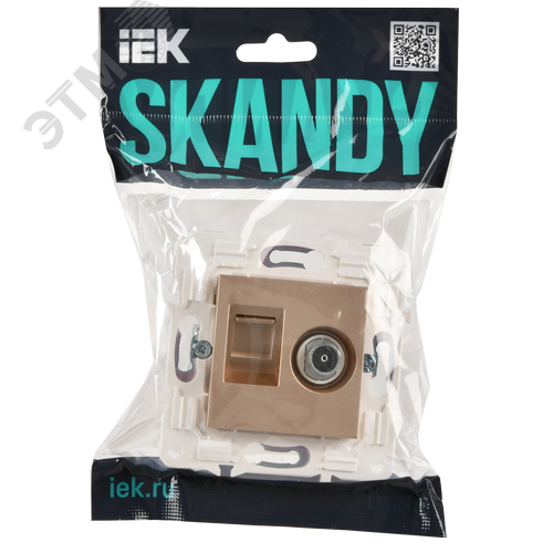 SKANDY Розетка двойная TV+RJ45 кат.5E SK-A14Sa песочный IEK - фото 2