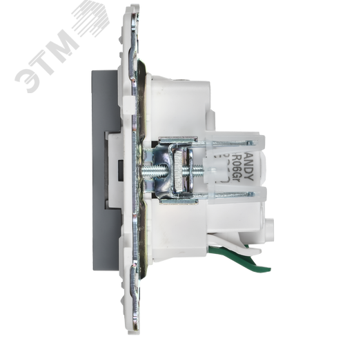 SKANDY Розетка с заземлением с защитными шторками 16А безвинтовое крепление SK-R06Gr серый IEK - фото 3