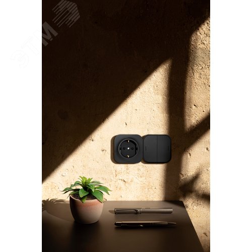 Выключатель 2-клавишный для открытой установки 10А черный матовый QUTEO - фото 5