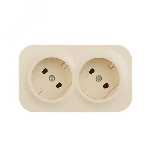 Розетка 2-местная для открытой установки без заземления без защитных шторок с предварительным подключением 16А слоновая кость QUTEO - фото 4