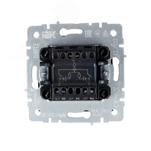 BRITE Выключатель двухклавишный с индикацией 10А ВС10-2-1-БрМ маренго - фото 5