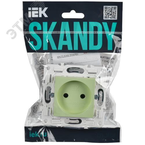 SKANDY Розетка без заземления с защитными шторками 10А SK-R01G мятный IEK - фото 6
