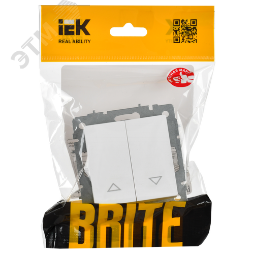 BRITE Выключатель жалюзи 10А ВС10-1-5-БрАБ арктический белый IEK - фото 6