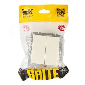 BRITE Выключатель двухклавишный проходной 10А ВС10-2-6-БрКр бежевый - фото 6