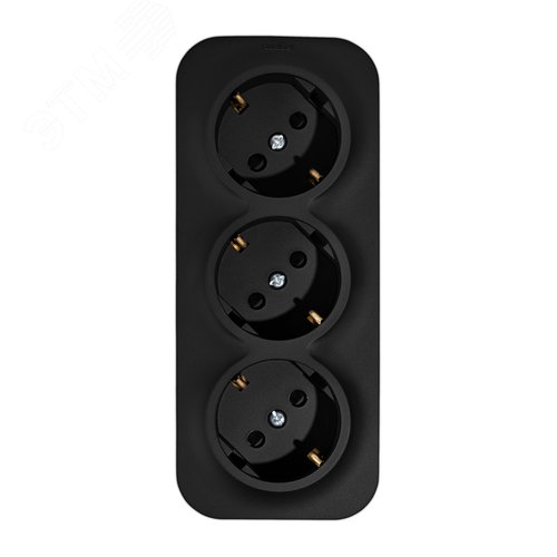 Розетка 3-местная для открытой установки с заземлением с защитными шторками с предварительным подключением 16А черный матовый QUTEO - фото 8