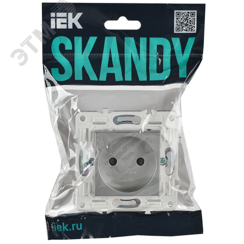 SKANDY Розетка без заземления с защитными шторками 10А SK-R01S серебряный IEK - фото 6