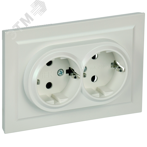 Изображение товара BRITE Розетка двойная с заземлением без защитных шторок 16А в сборе РС12-3-БрЖ жемчуг (шт)