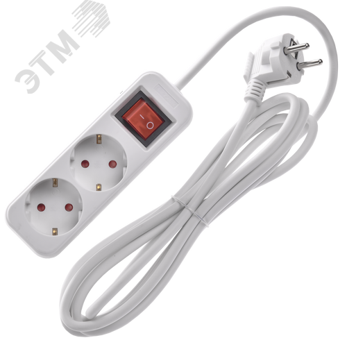 UMA Удлинитель У02К 2 места 3м 3х1мм2 10А бел. IEK с кнопкой - фото 3