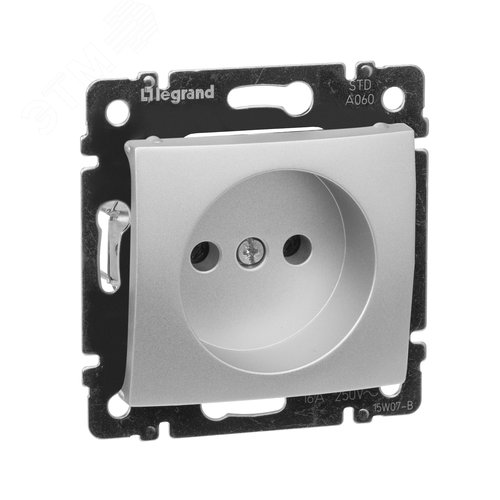 Розетка 1-местная без заземления без защитных шторок 16А алюминий VALENA DIY - фото 1