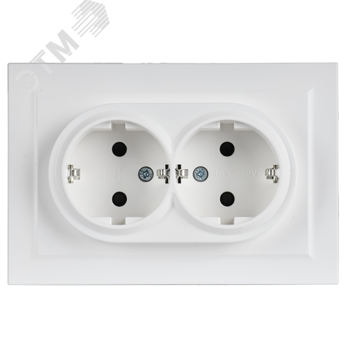 BRITE Розетка 2-местная с заземлением с защитными шторками 16А в сборе РСш12-3-БрАБ арктический белый IEK - фото 5
