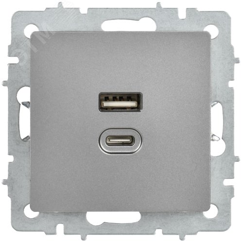 BRITE Розетка USB A+C 45Вт высокоскоростная зарядка РЮ11-2-БрС сталь IEK - фото 6