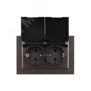 BRITE Розетка 2-местная с заземлением с защитными шторками и крышкой 16А в сборе IP44 РСбш12-3-44-БрТБ темная бронза - фото 9
