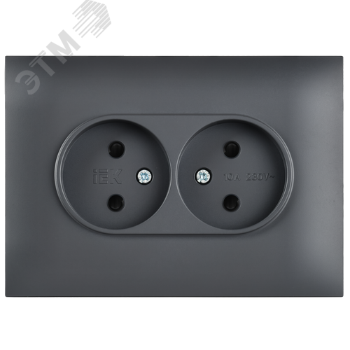 SKANDY Розетка 2-местная без заземления с защитными шторками 10А в сборе SK-R09T титан IEK - фото 4