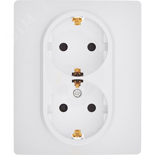 Розетка 2-местная с заземлением с защитными шторками 16А в сборе белый INSPIRIA - фото 4