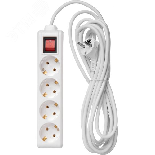 Удлинитель бытовой 4 розетки шнур 5м с заземлением с выключателем 16А - фото 5