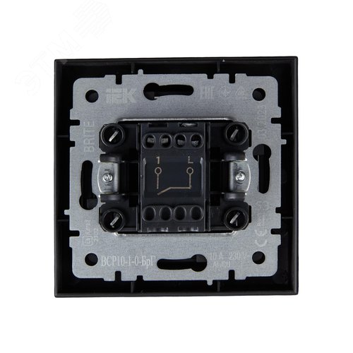 BRITE Выключатель одноклавишный 10А в сборе ВСР10-1-0-БрГ графит IEK - фото 6