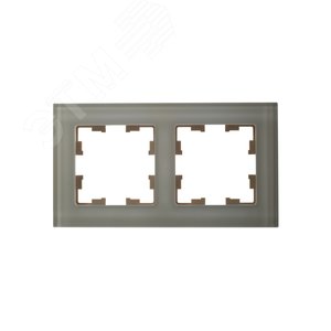 BRITE Рамка 2 поста РУ-2-2-БрВа стекло ванильный - фото 2
