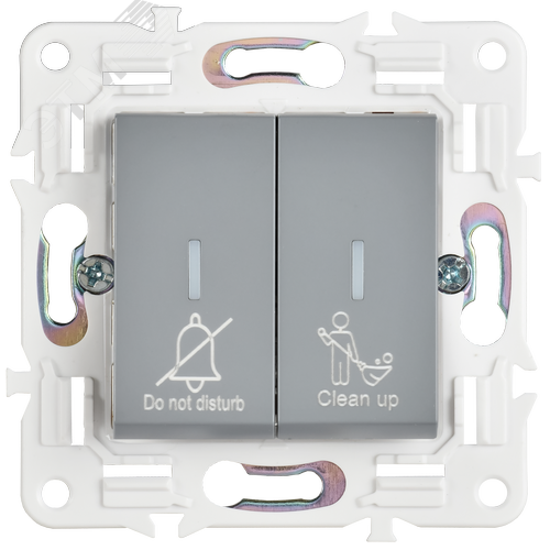 SKANDY Выключатель 2-клавишный с индикацией для отелей 10А SK-V16Gr серый IEK - фото 6