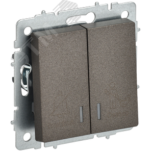 BRITE Выключатель 2-клавишный с индикацией для отелей 10А ВС10-2-9-БрТБ темная бронза IEK - фото 1