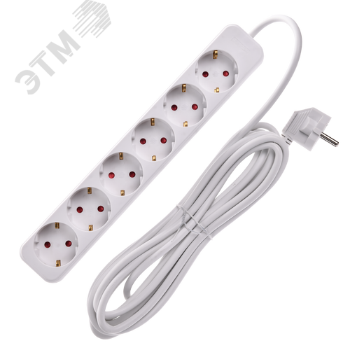 Удлинитель UMA У06 6 мест 2P+PE 5м 3х1мм2 10А белый - фото 3