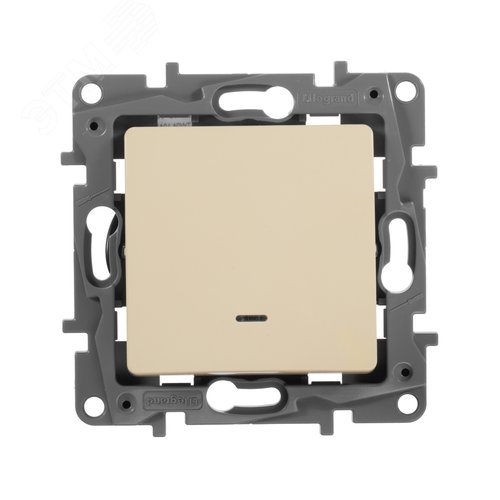 Выключатель 1-клавишный проходной с подсветкой/индикацией 10А безвинтовое крепление слоновая кость ETIKA - фото 3