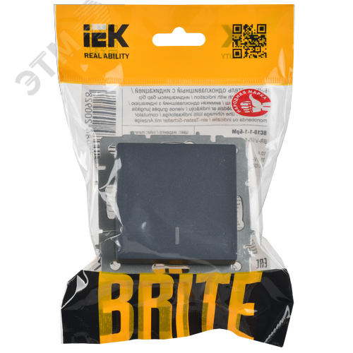 BRITE Выключатель одноклавишный с индикацией 10А ВС10-1-1-БрМ маренго - фото 6