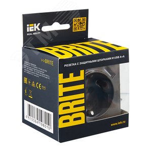 BRITE Розетка с заземлением с защитными шторками 16А с USB A+A 2,1А РЮш10-1-БрТБ бронза - фото 7