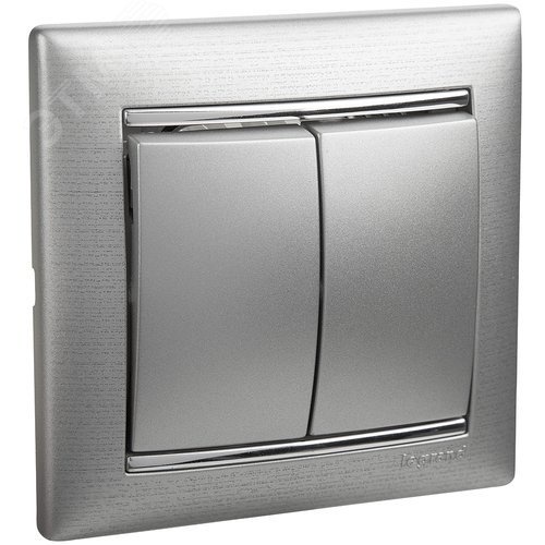 Выключатель 2-клавишный схема 5 10А безвинтовое крепление алюминий VALENA - фото 2