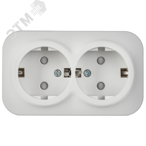 GLORY Розетка 2-местная для открытой установки с заземлением с защитными шторками 16А РСш22-3-ХБм белый матовый IEK - фото 4