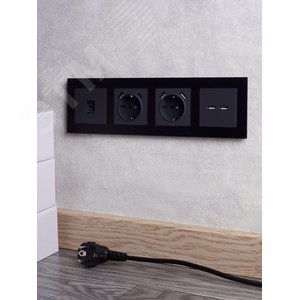 BRITE Рамка 4 поста РУ-4-2-Бр стекло черный матовый IEK - фото 5