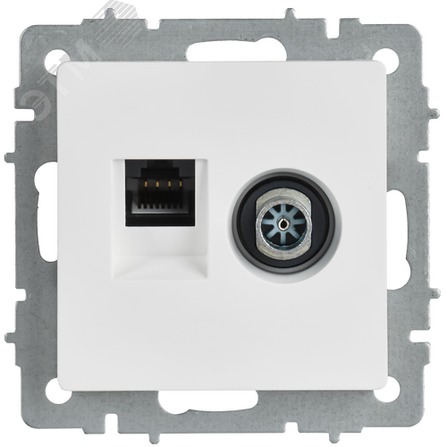 BRITE Розетка двойная TV+RJ45 кат.5E РТВ/РК12-БрАБ арктический белый IEK - фото 5