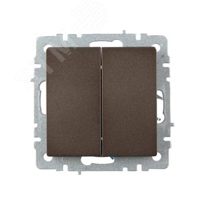 BRITE Выключатель двухклавишный проходной 10А ВС10-2-6-БрТБ темная бронза - фото 2