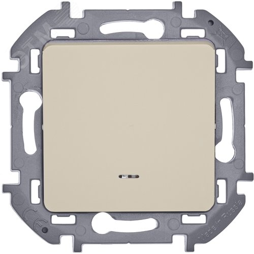 Выключатель 1-клавишный с подсветкой/индикацией 10АХ безвинтовое крепление слоновая кость INSPIRIA - фото 5